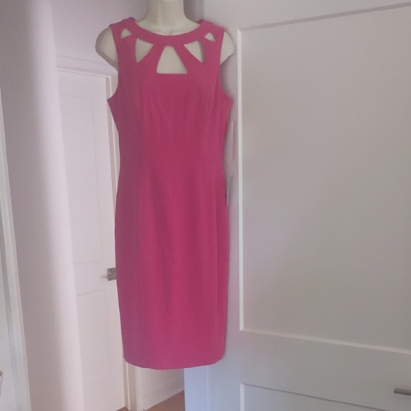 Eliza J Fuchsia Cutout Midi Dress - Size 8 - Picture 3 of 9